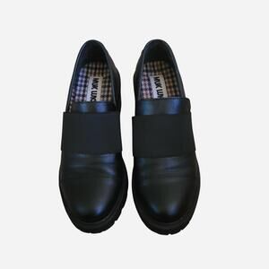 Muk Luk black leather chunky heel loafers Size 8.5